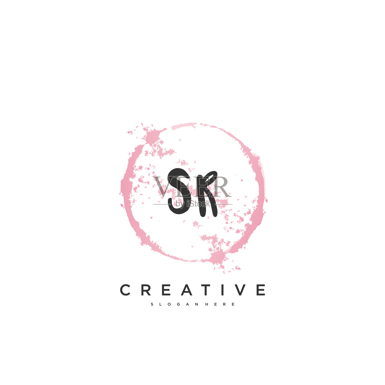 Sr美初始标识手写标识艺术插画图片素材