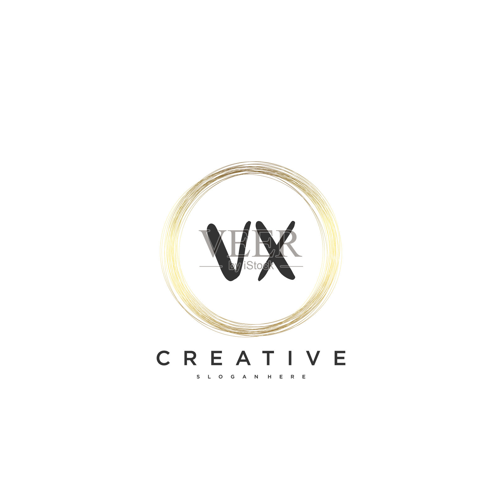 Vx美初始标识手写标识艺术插画图片素材