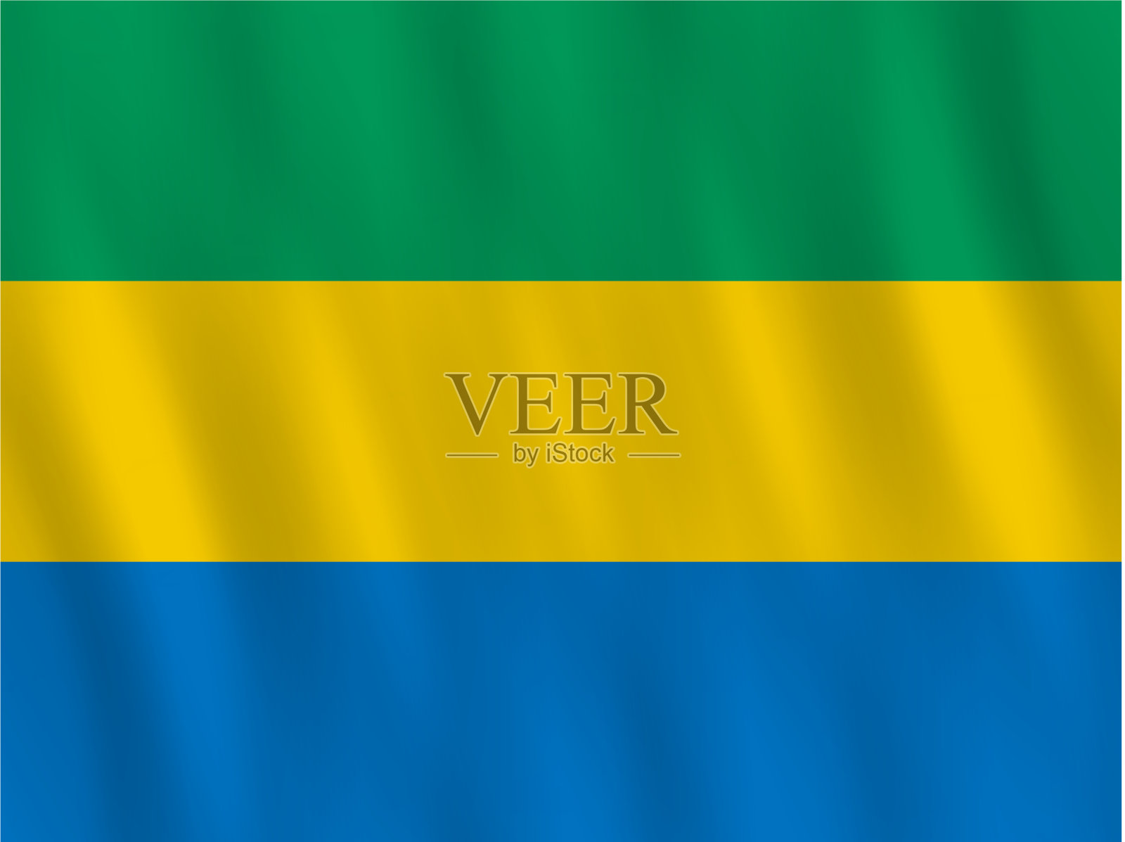 加蓬国旗与飘扬效应官方比例插画图片素材