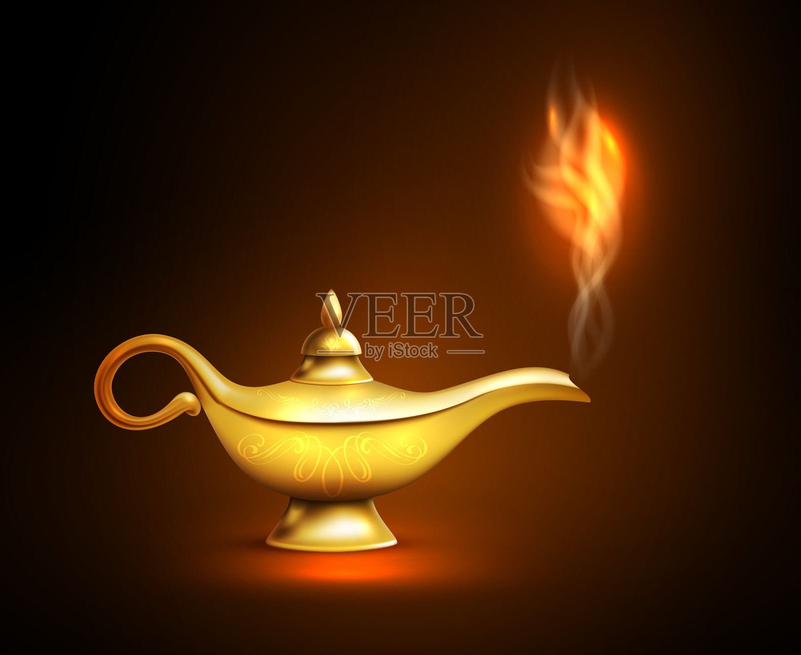 逼真的阿拉丁灯烟雾插画图片素材