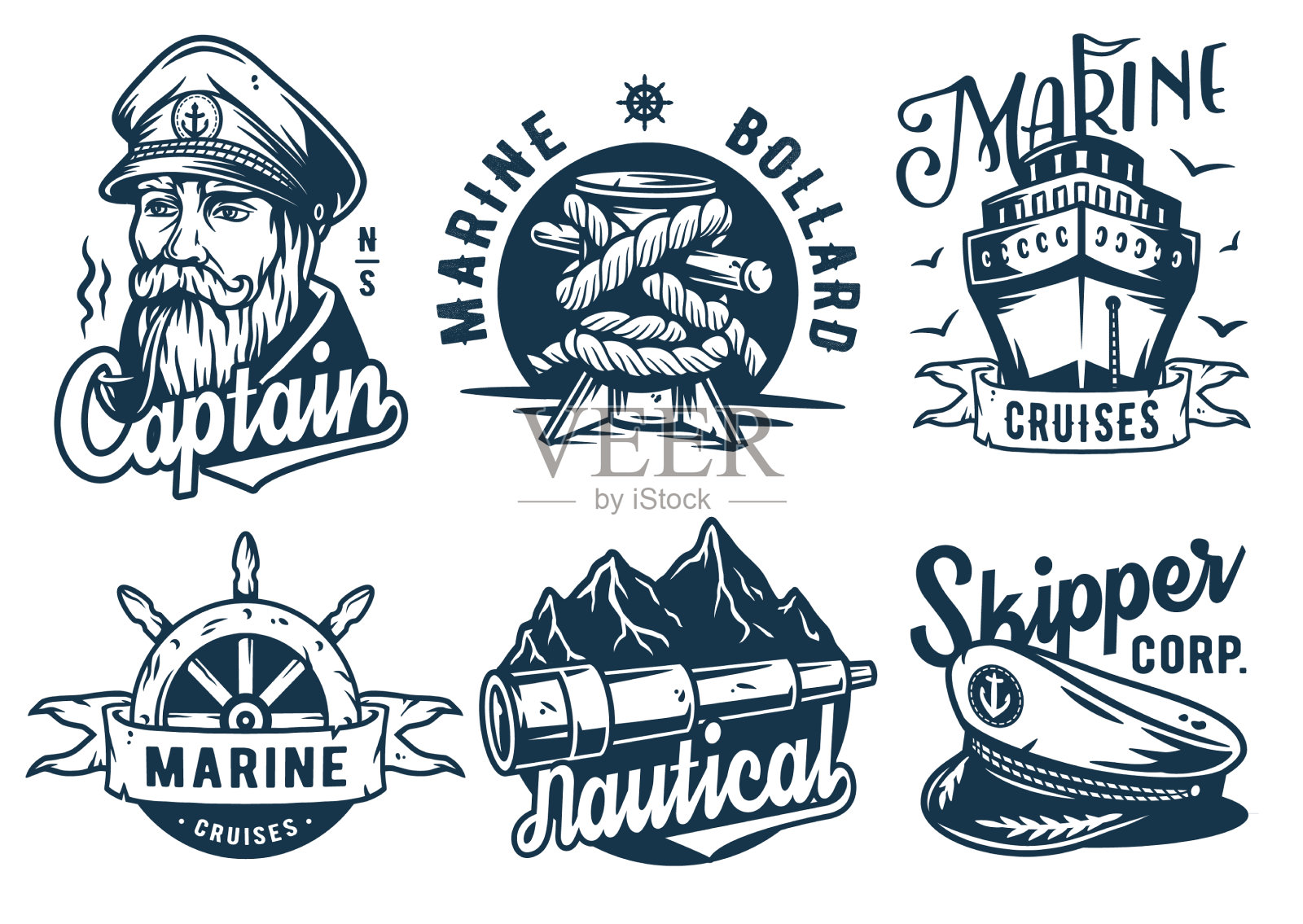 船印集，船长和舵插画图片素材