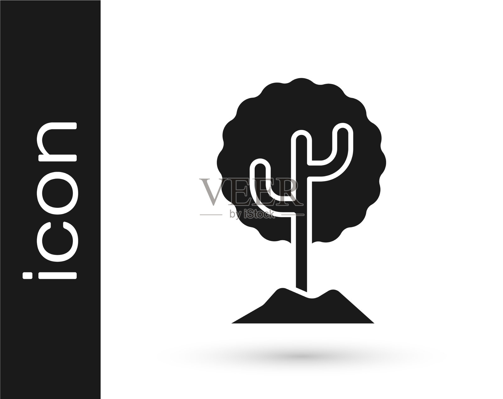 灰色树图标孤立在白色背景图标素材