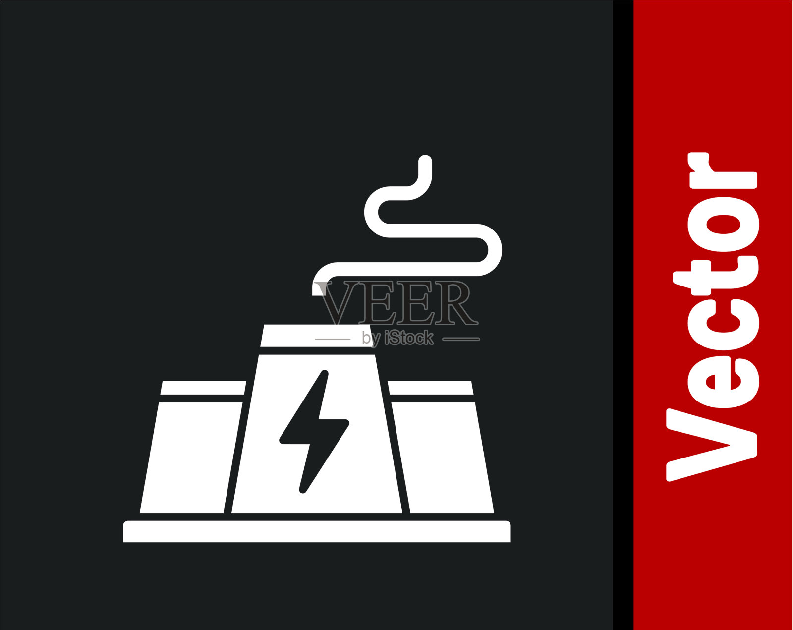 白色发电厂和工厂图标插画图片素材