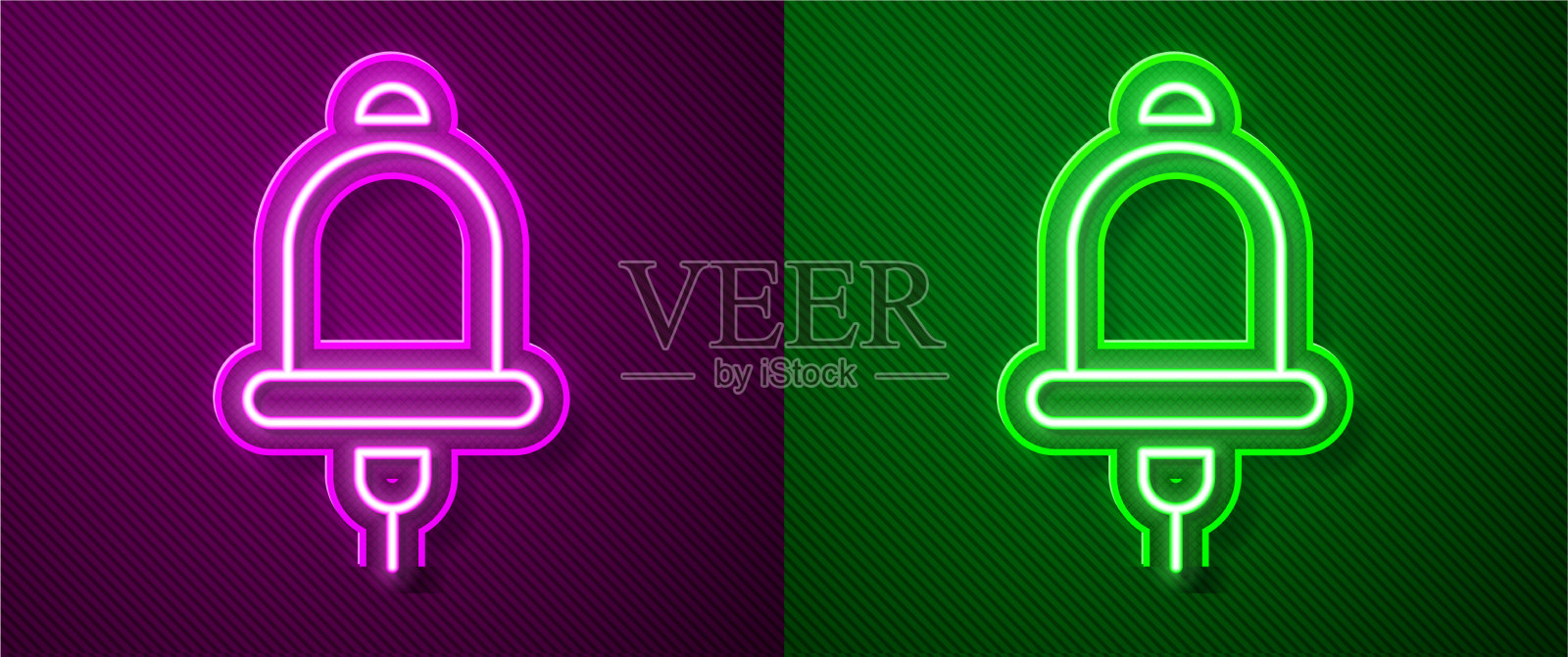 发光的霓虹灯线响警钟图标孤立插画图片素材