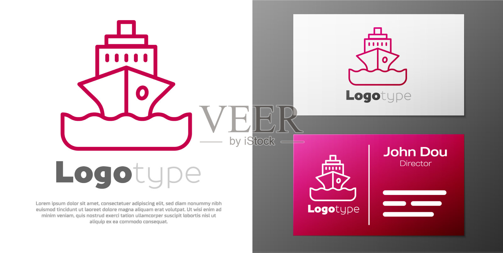 标志型线邮轮图标孤立在白色插画图片素材