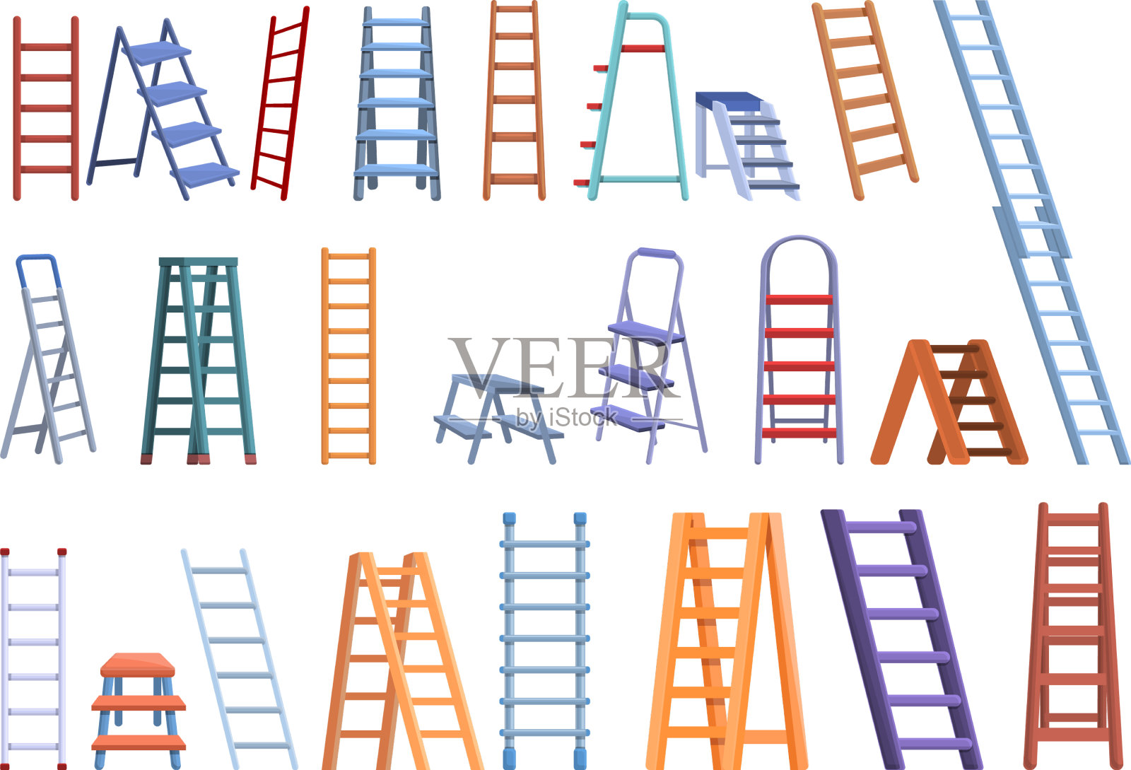 阶梯图标设置卡通风格图标素材