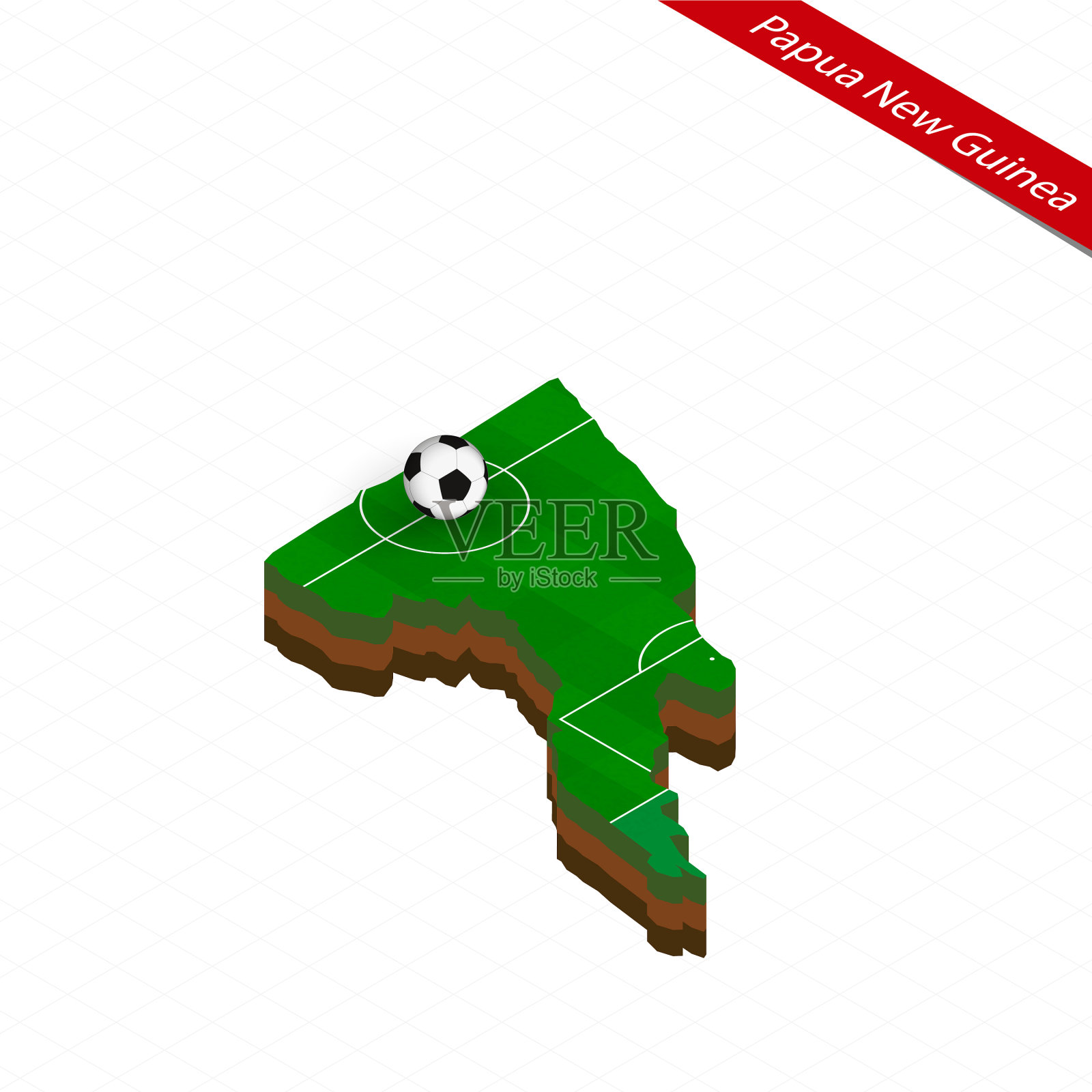 巴布亚新几内亚足球等距地图插画图片素材