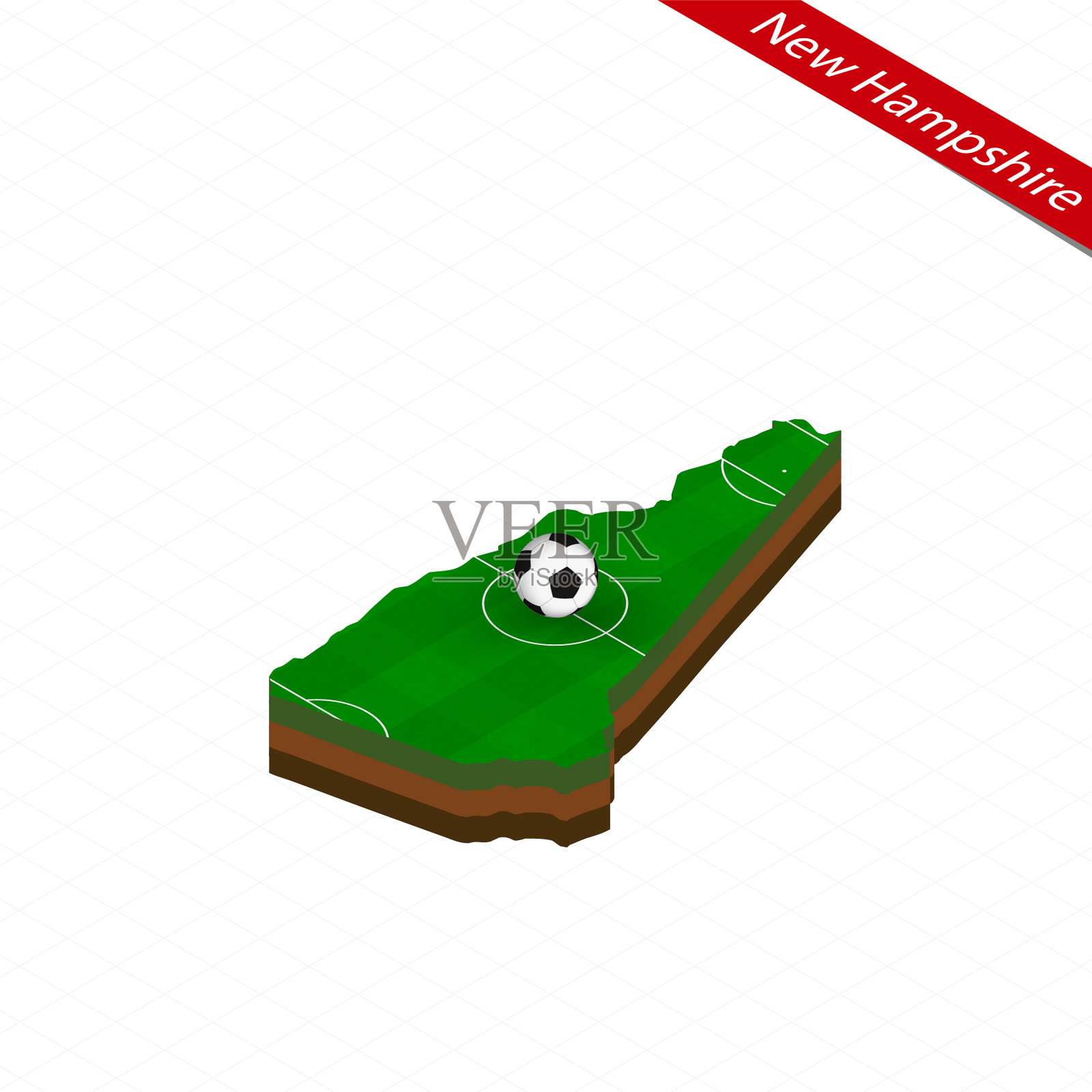 等距地图美国新罕布什尔州与插画图片素材