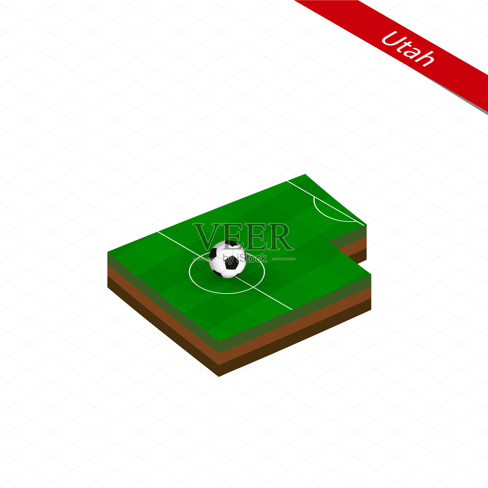 等距地图美国犹他州与足球场插画图片素材