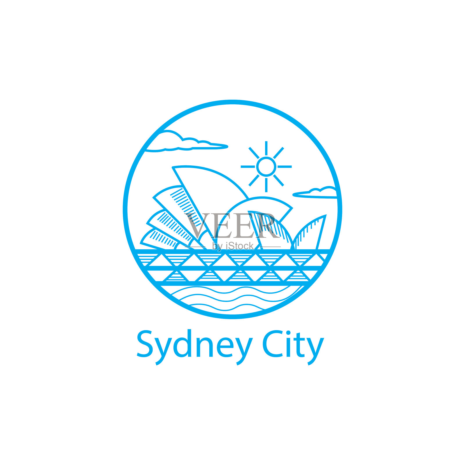 悉尼标志简单的轮廓圆形设计抽象插画图片素材