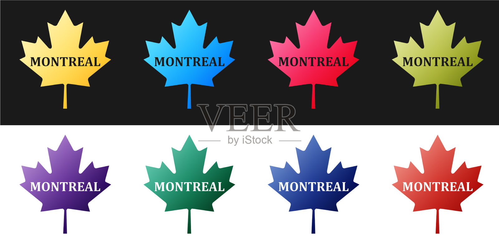 设置加拿大枫叶，城市名称为蒙特利尔图标素材