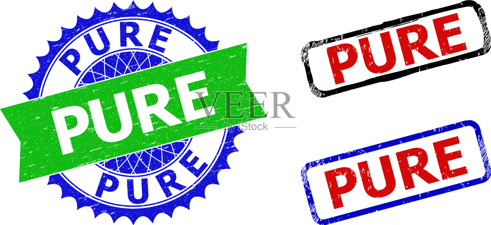 纯玫瑰形和长方形双色邮票印章插画图片素材