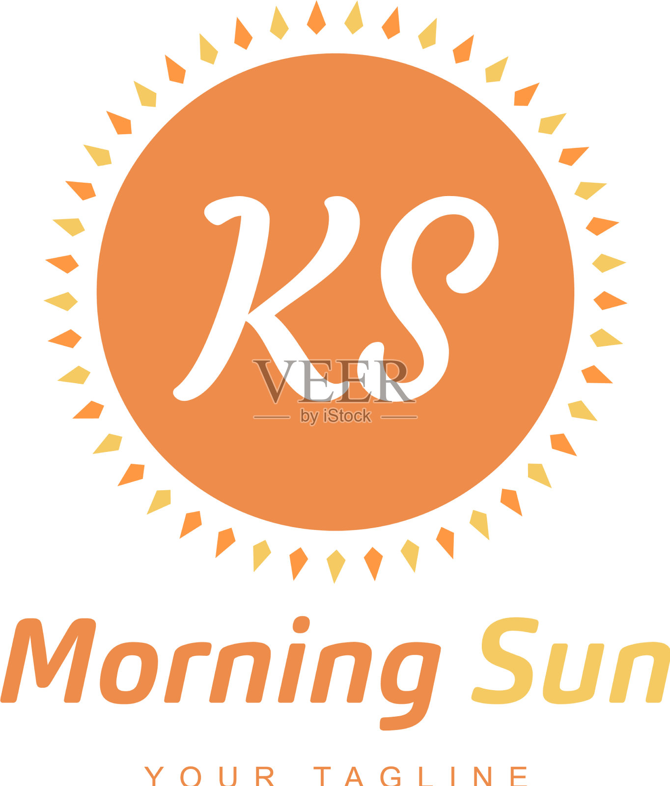 Ks字母标志设计与太阳图标早晨插画图片素材