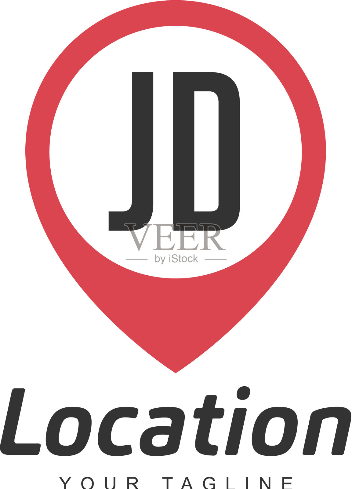 Jd字母标志设计与定位针图标插画图片素材