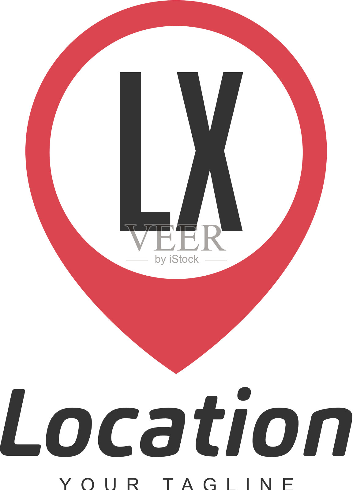 Lx字母标识设计与定位pin图标插画图片素材