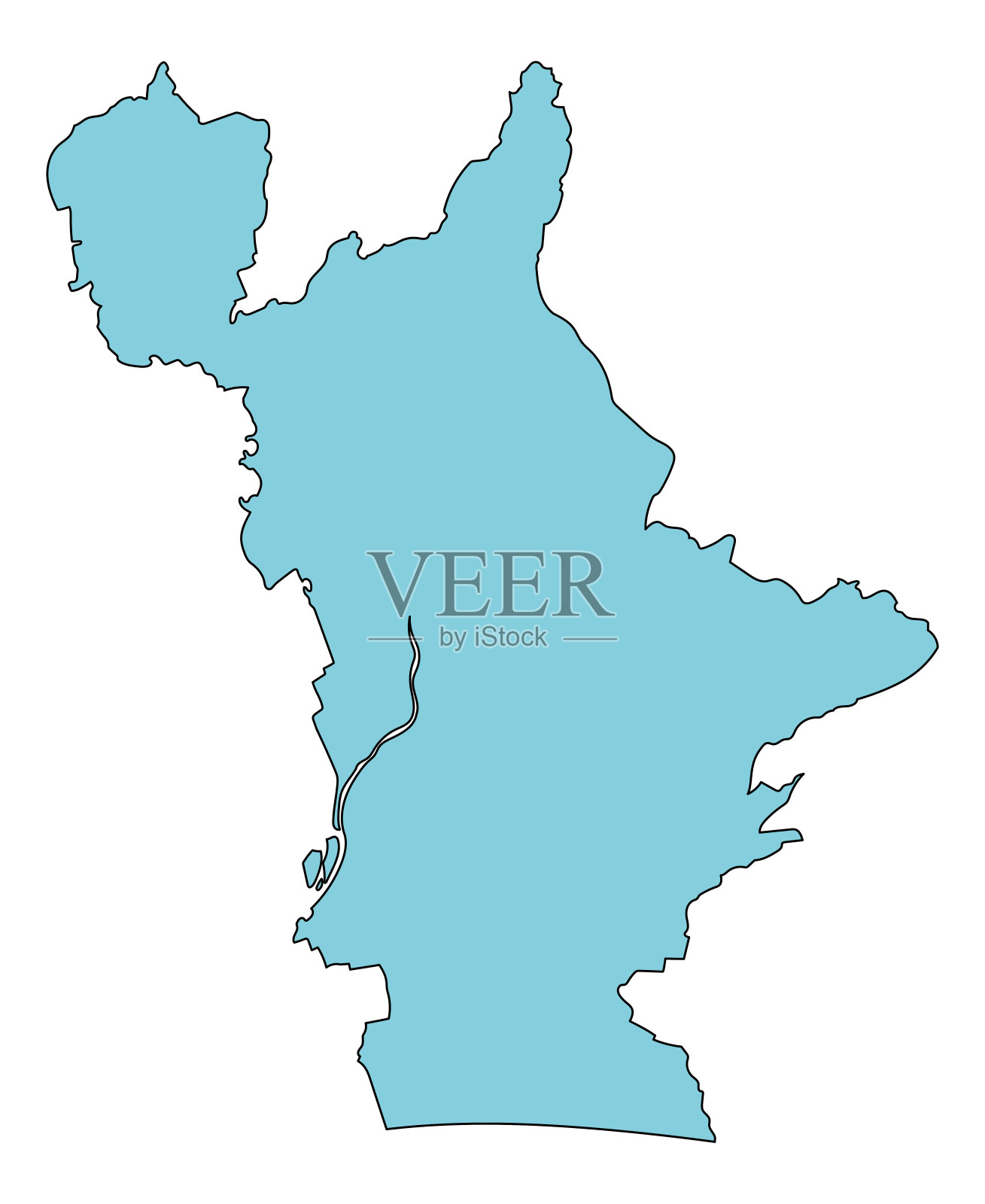 日本静冈县福冈市地图。插画图片素材