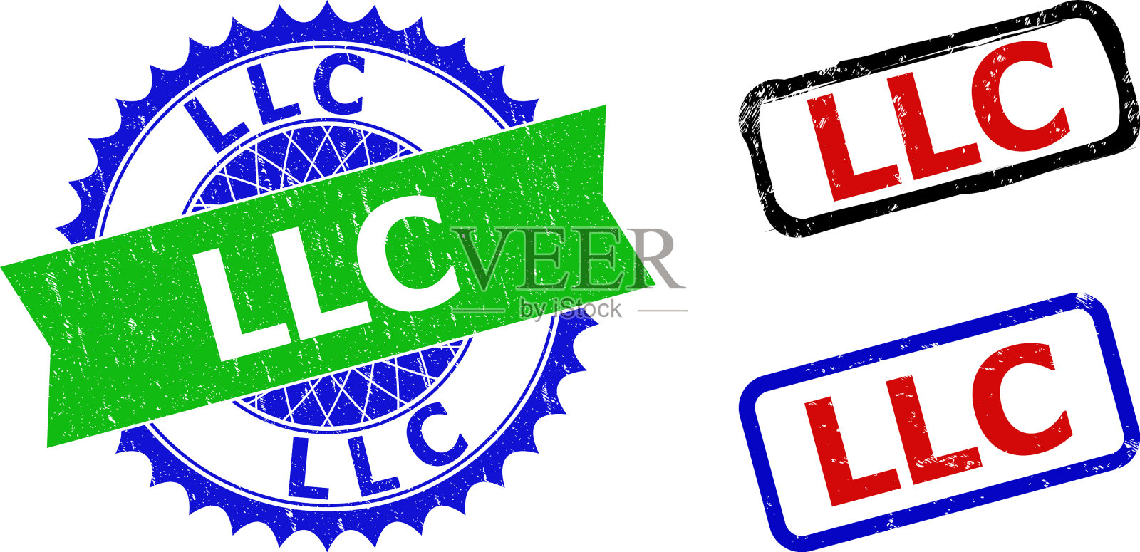 LLC玫瑰形和长方形双色徽章插画图片素材