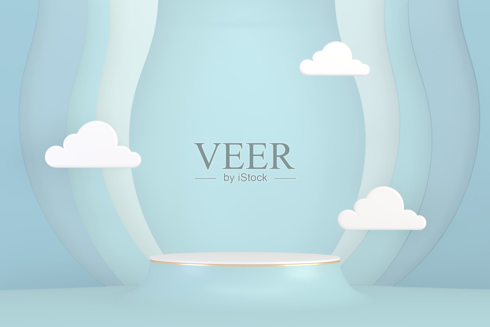 产品展示青色基座设计，3D渲染照片摄影图片