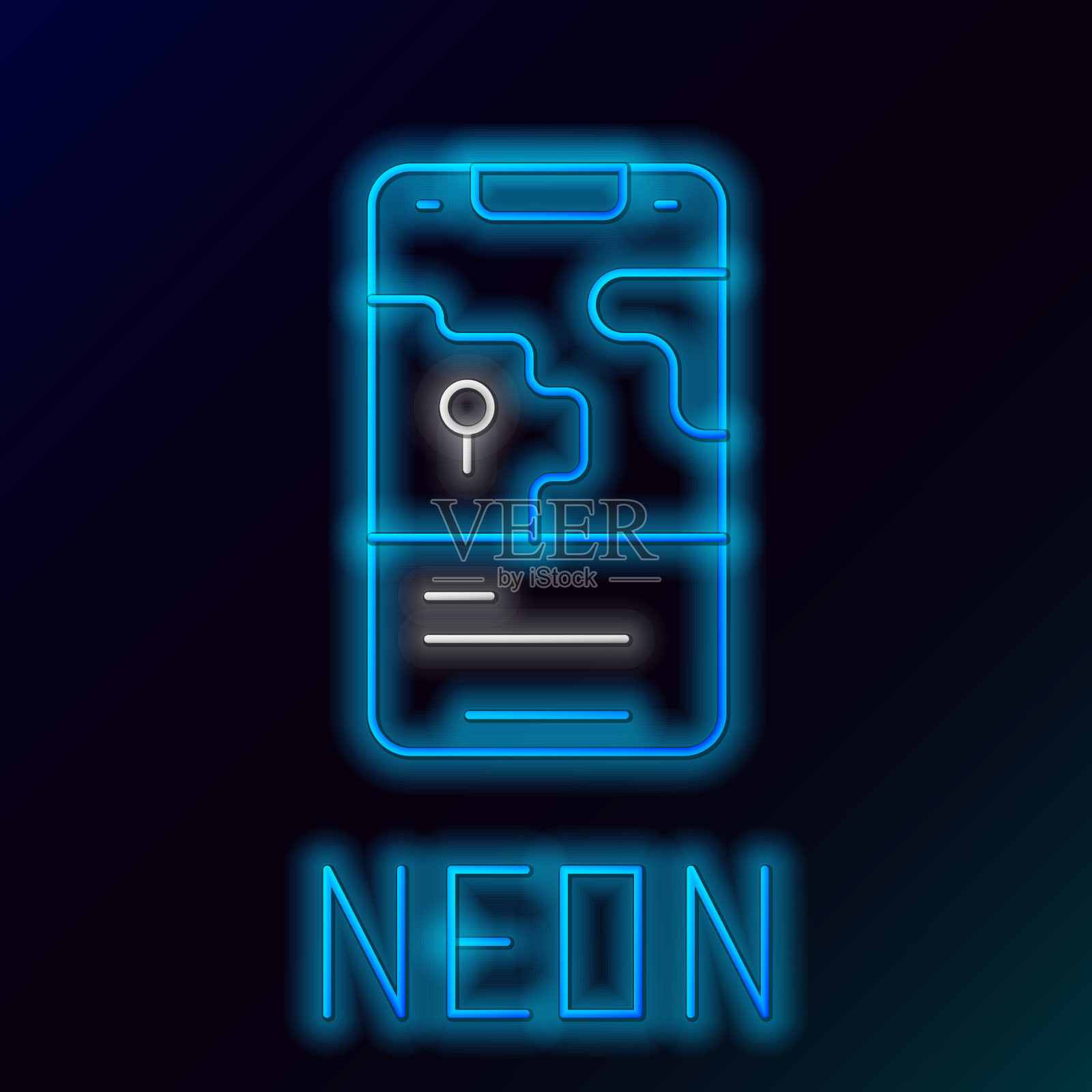 发光的霓虹线信息图表城市地图插画图片素材