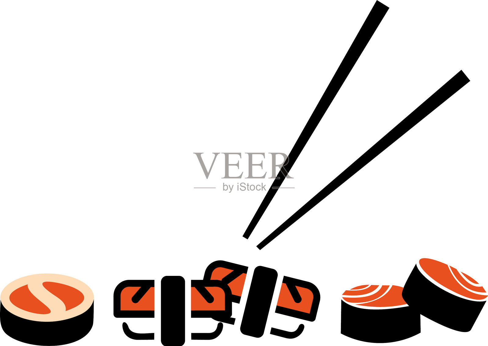寿司标志鱼食品日本餐厅筷子插画图片素材