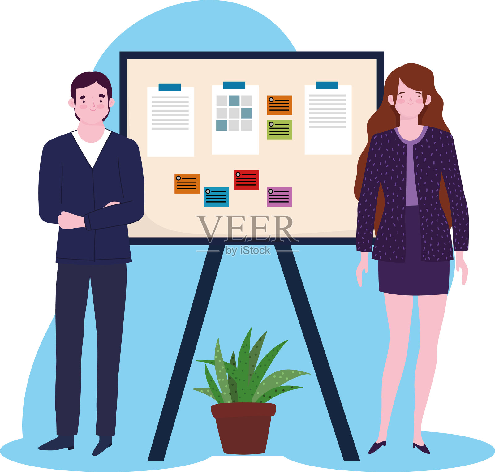 男商人和女商人出席董事会插画图片素材