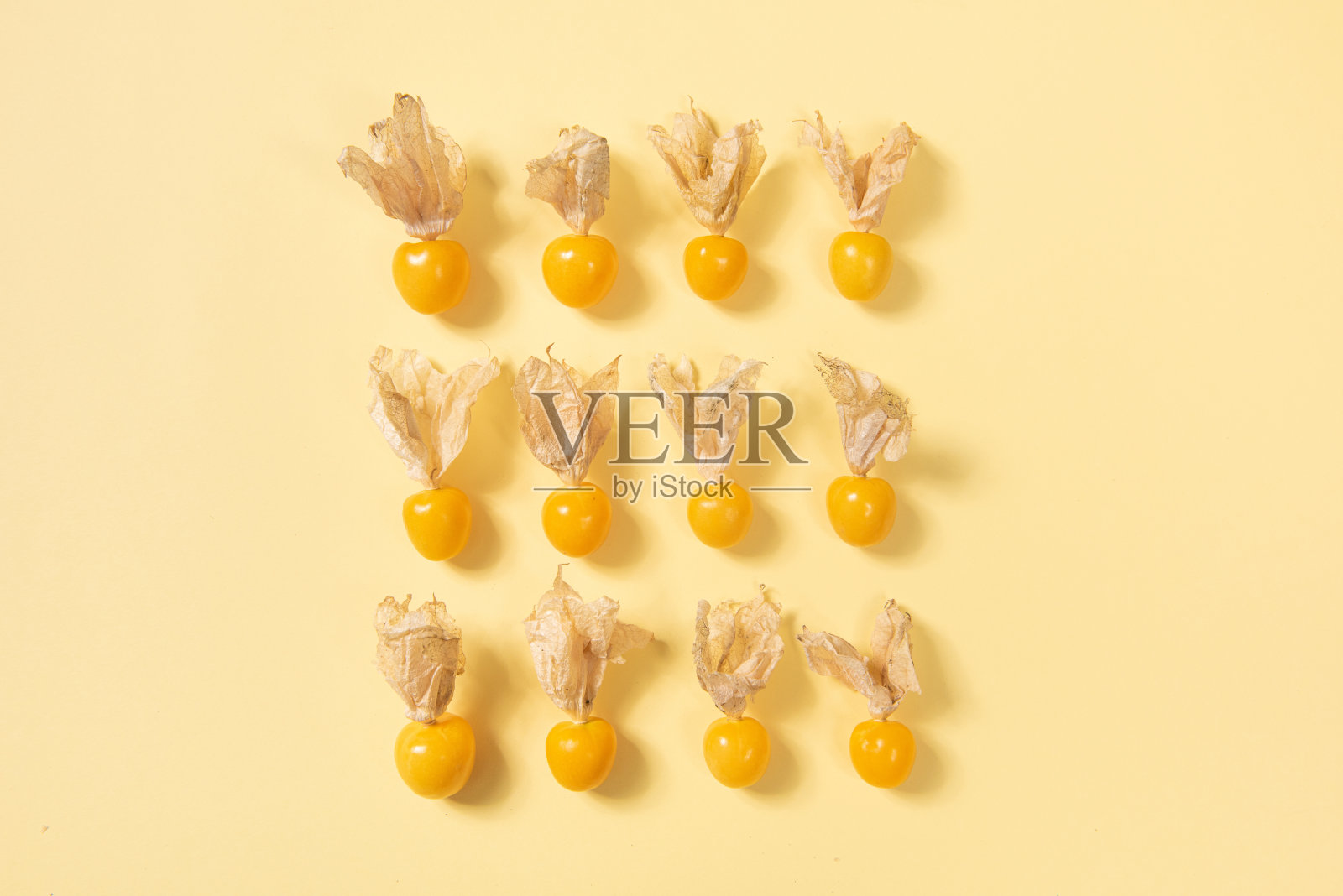 醋栗角孤立在黄色背景上。照片摄影图片