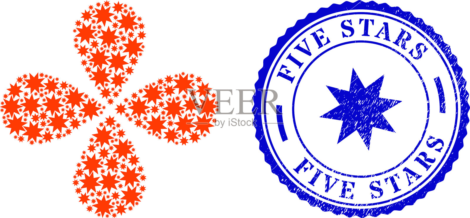 5星遇险橡胶印和8星插画图片素材