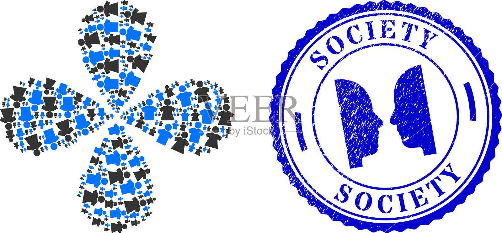 社会垃圾邮票和人们夫妇轮换插画图片素材