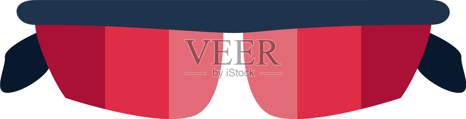 运动眼镜与红色镜片平风格在白色设计元素图片