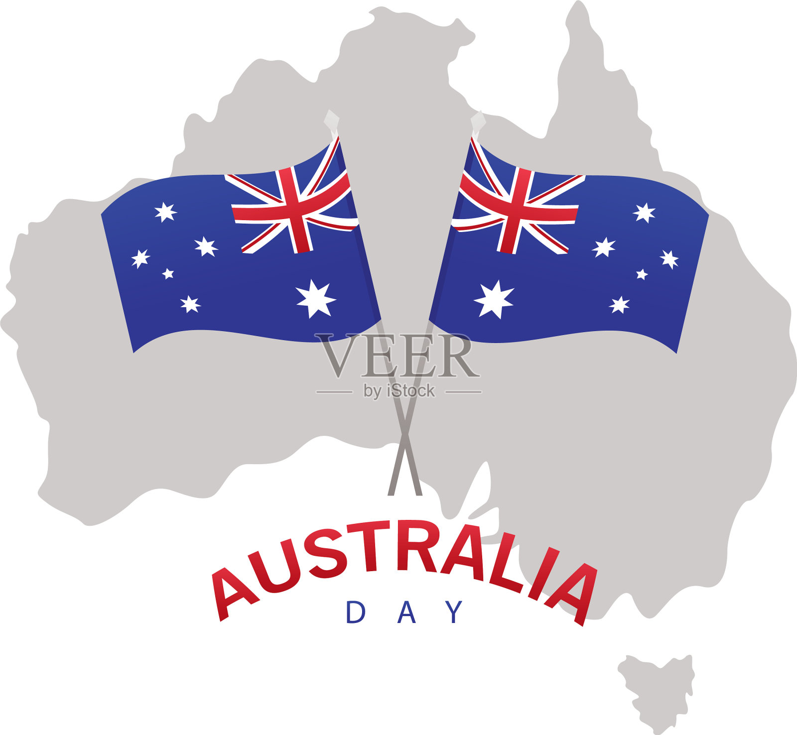 澳大利亚日快乐，上面写着国旗和插画图片素材