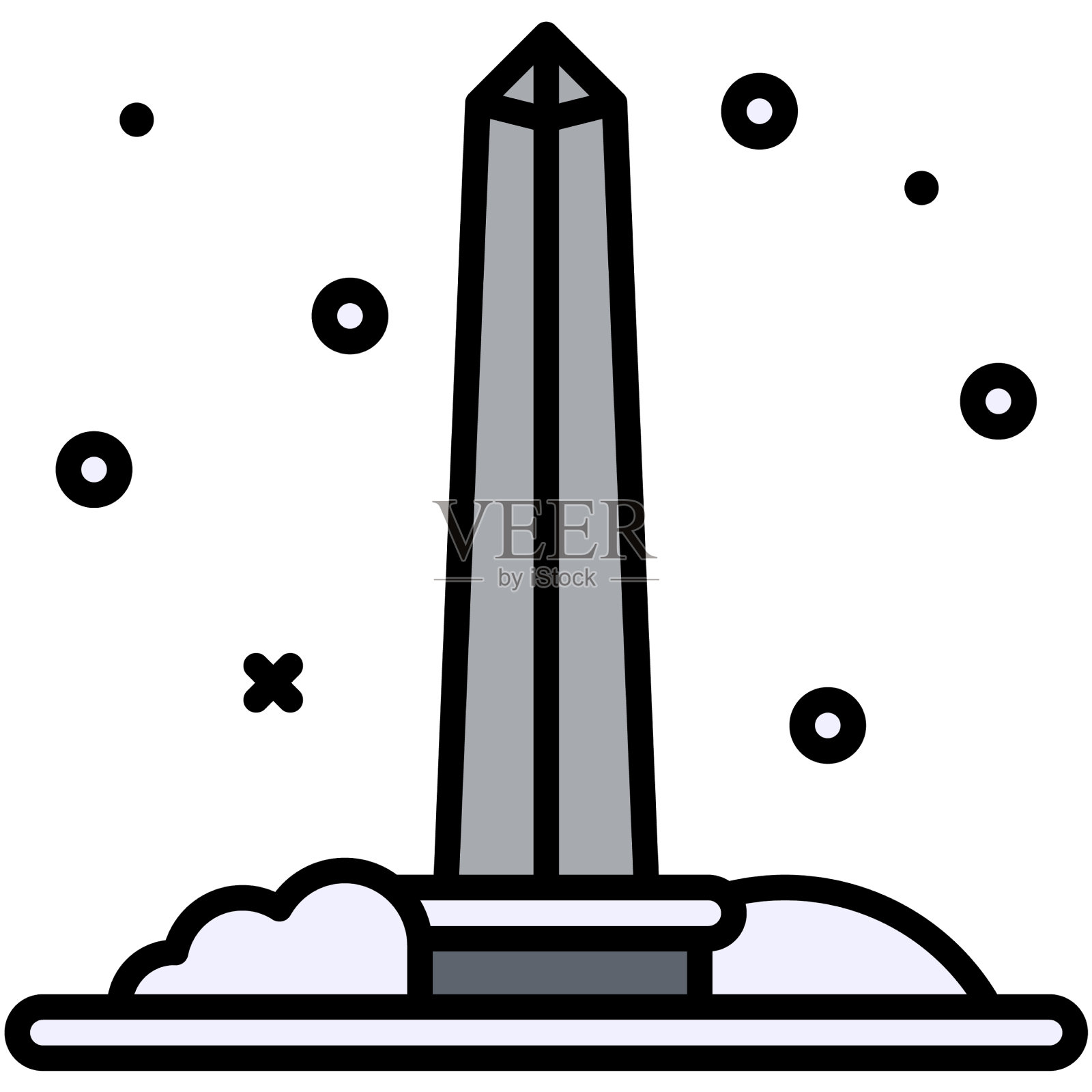 方尖碑与雪的图标冬季城市有关设计元素图片