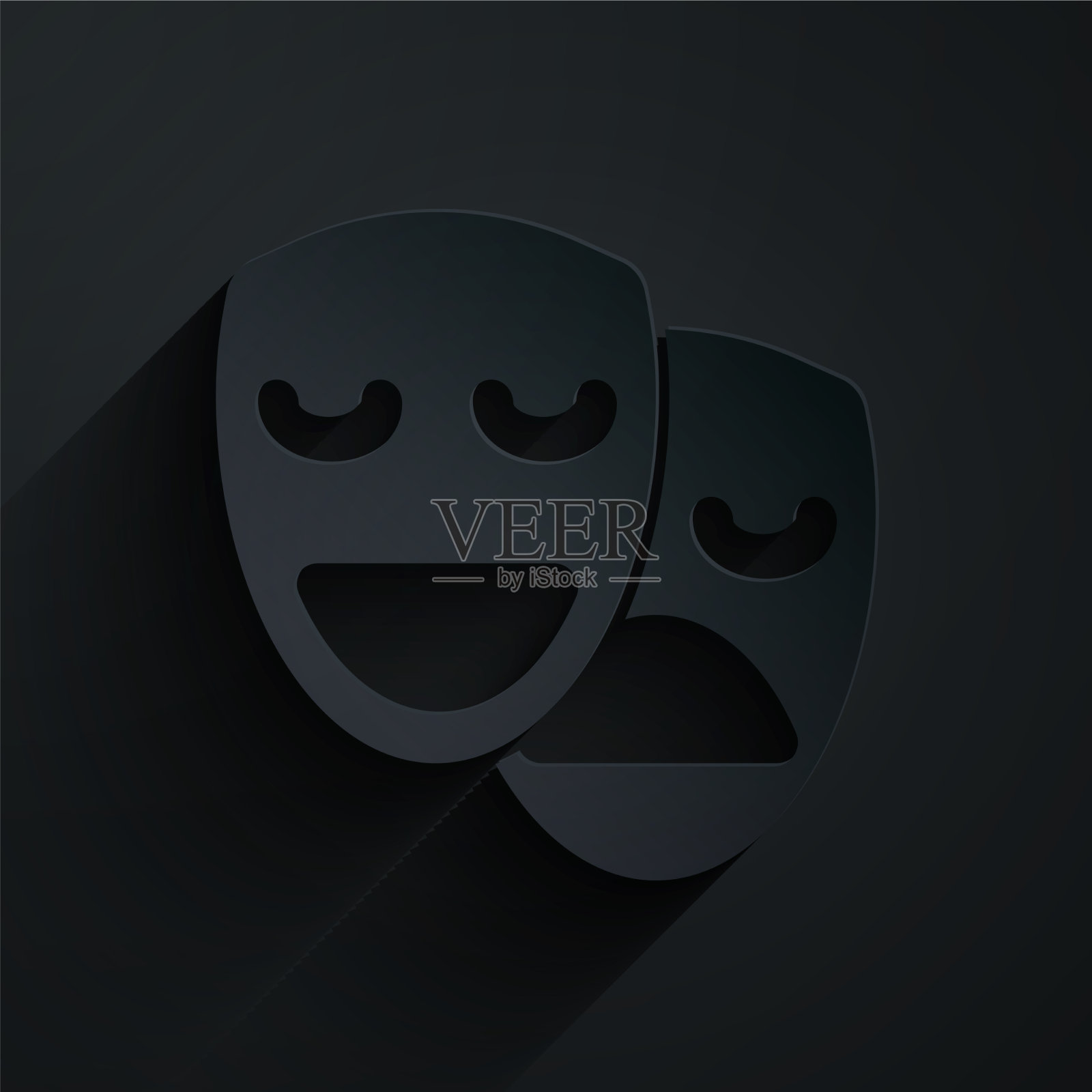 剪纸喜剧和悲剧戏剧面具图标插画图片素材