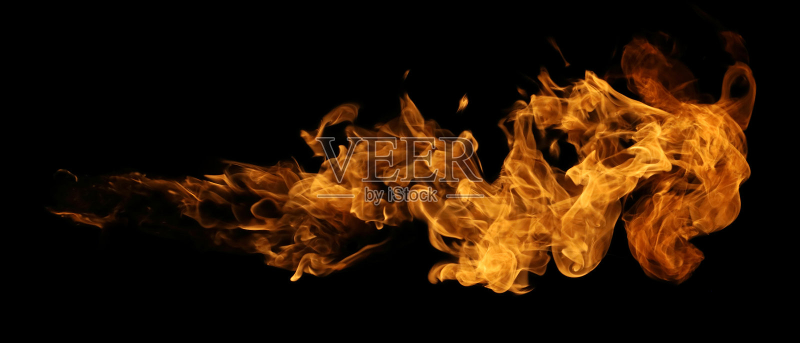 火焰和燃烧的爆炸性火焰隔离在平面设计的黑暗背景照片摄影图片