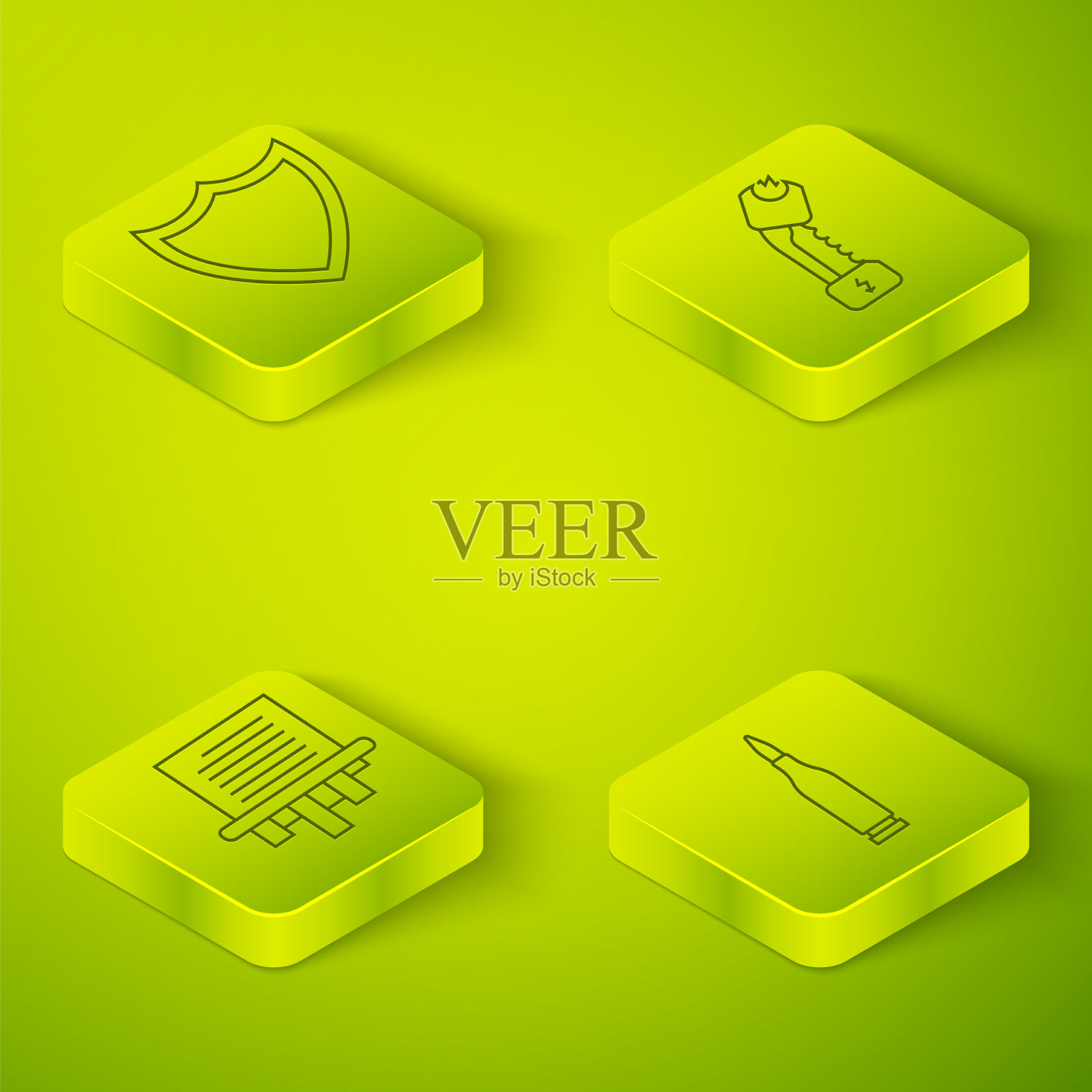 设置等距警用电击纸图标素材