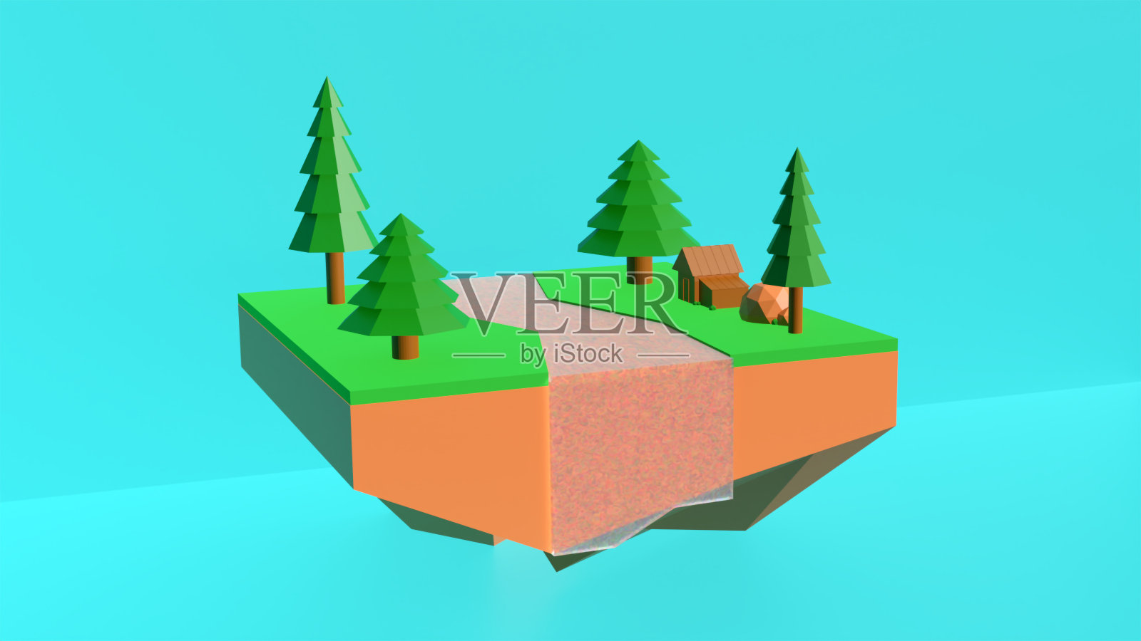 森林低多边形3D插画图片素材