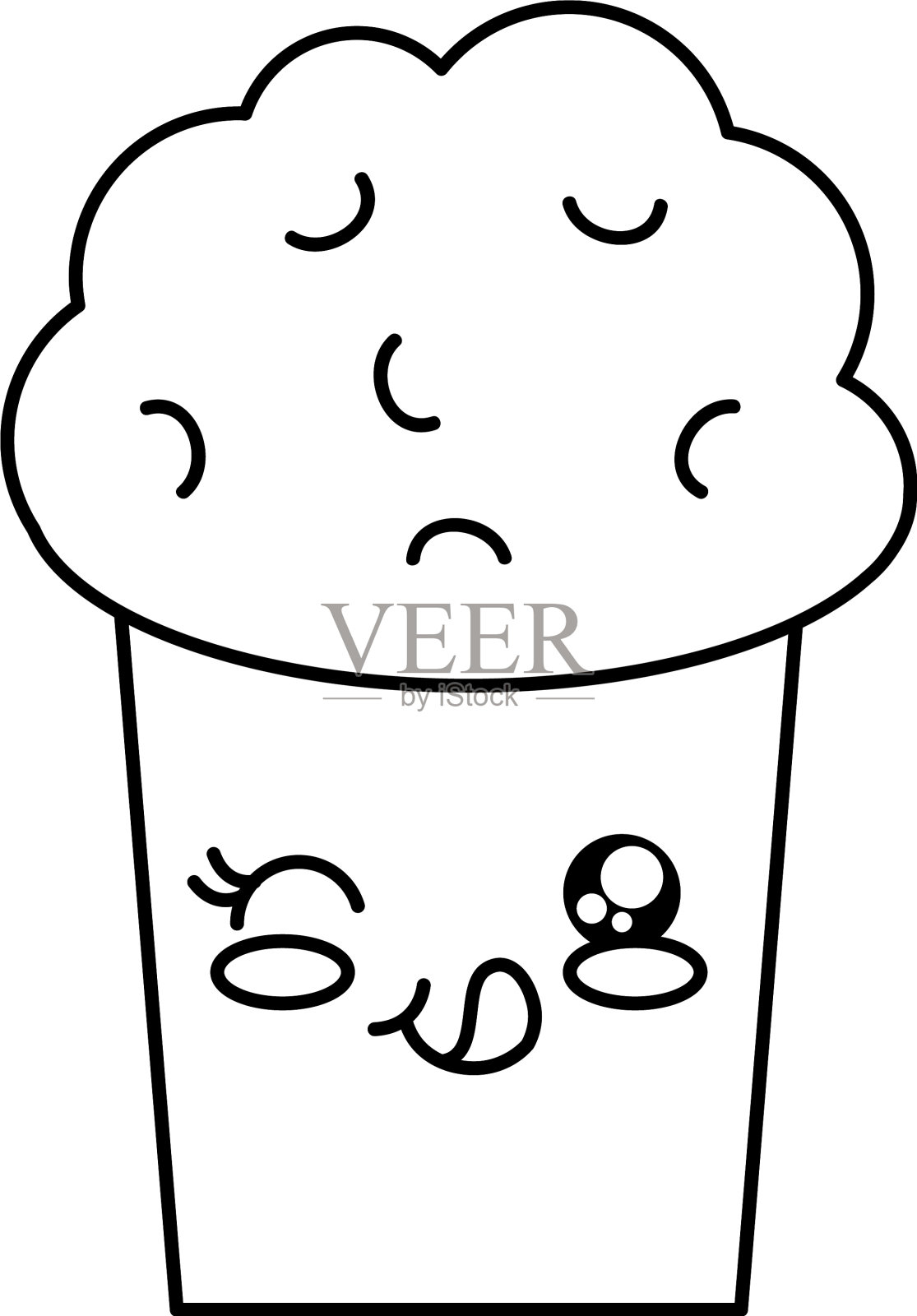 卡哇伊甜甜的纸杯蛋糕图标风格设计元素图片