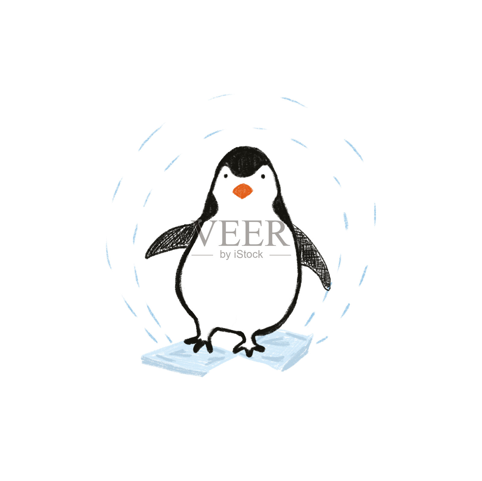 可爱的手绘彩色企鹅插图插画图片素材