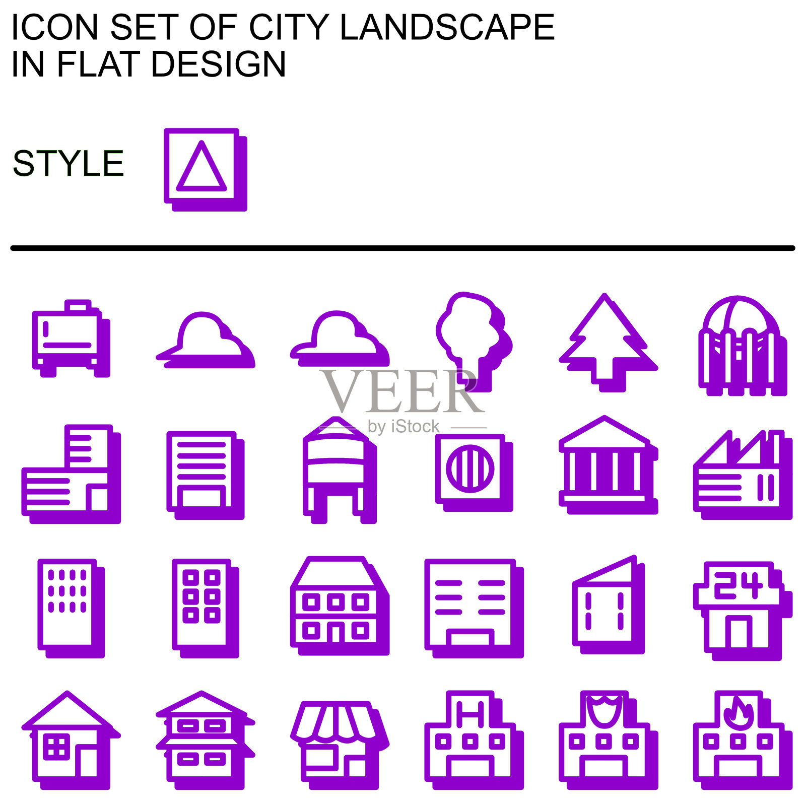城市景观图标设置，平面设计081图标素材