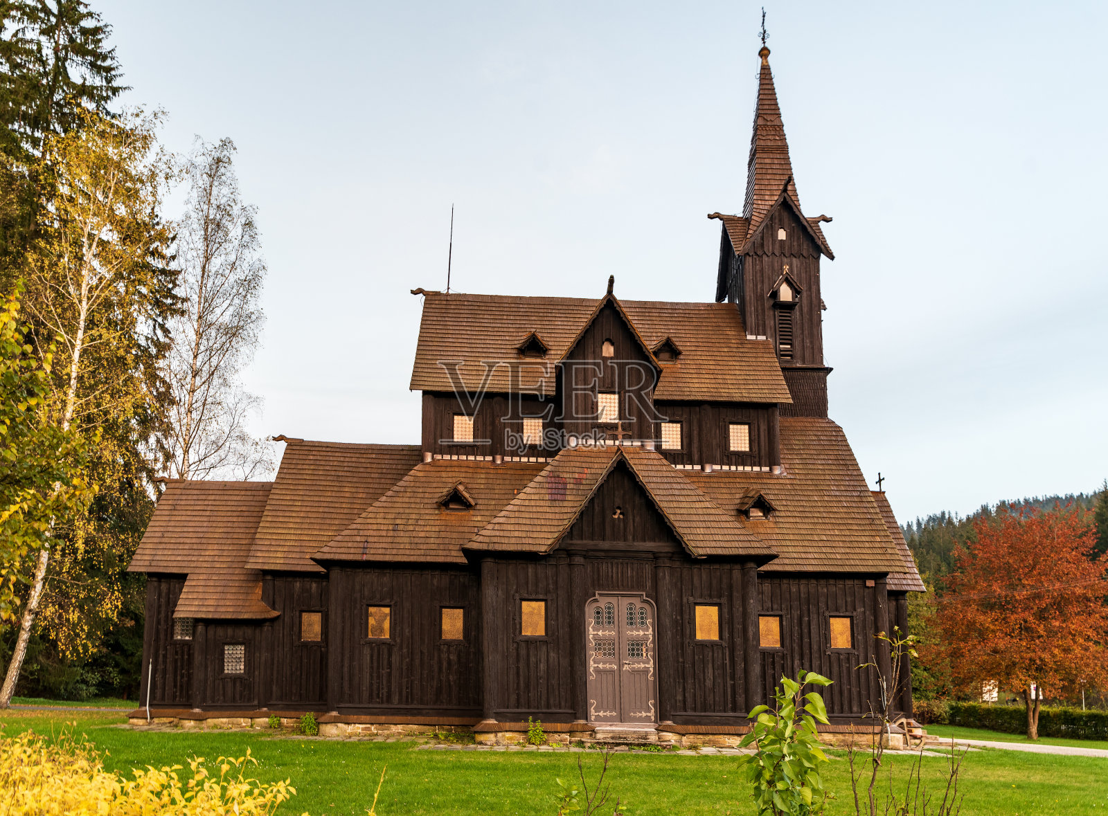 Kostel sv。捷克共和国Bila村的Bedricha教堂照片摄影图片