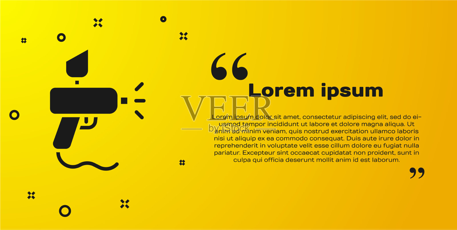 黑色喷漆枪图标隔离在黄色上插画图片素材