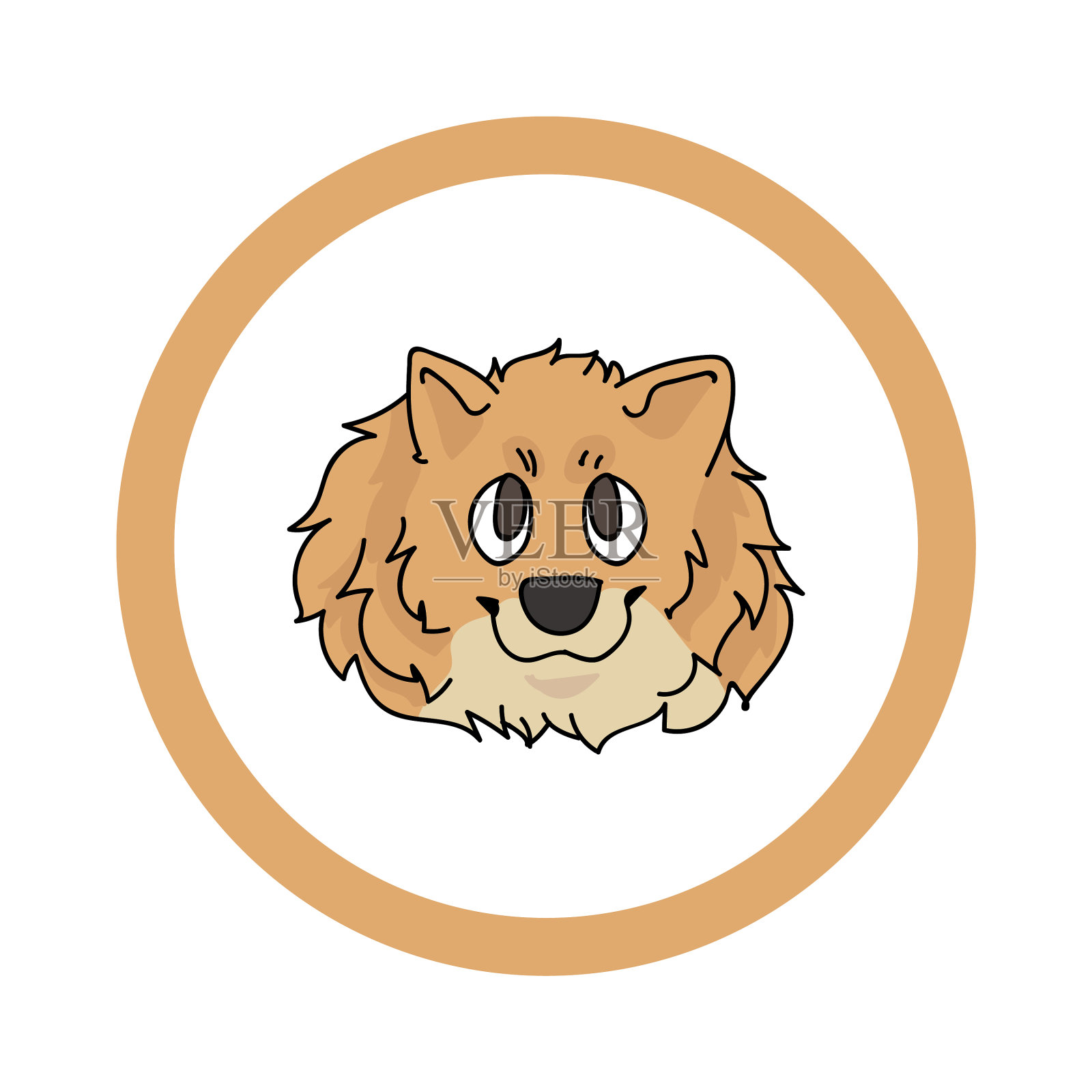 可爱的卡通博美犬脸在圈狗设计元素图片