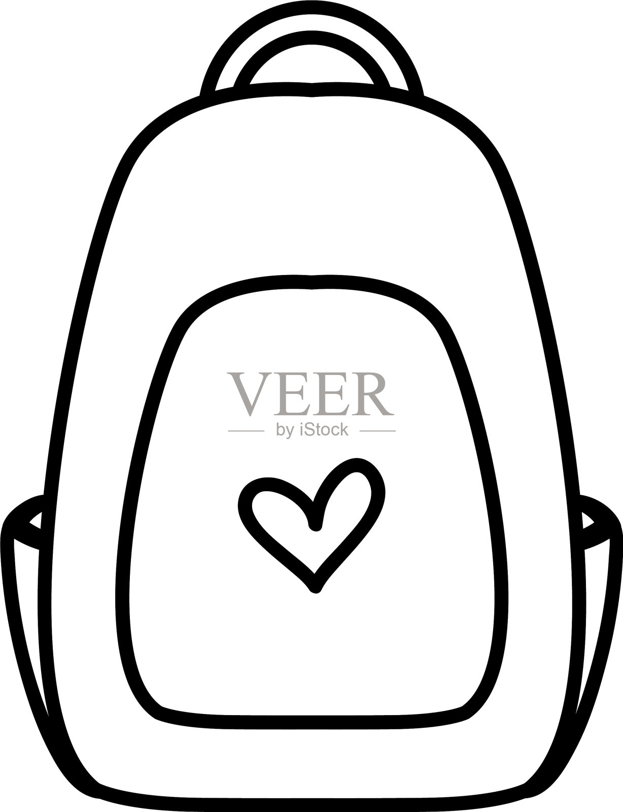 校园双肩包采用心形设计线条风格设计元素图片