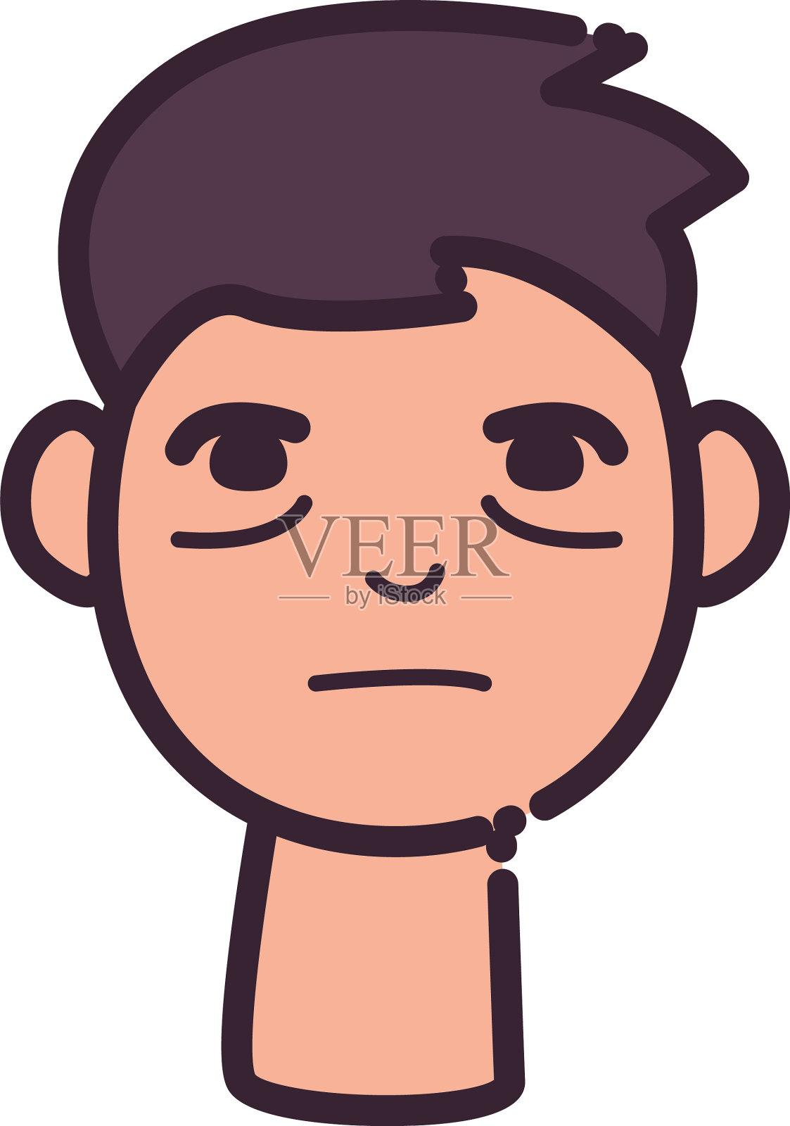 男人卡通失眠线和填补风格图标设计元素图片