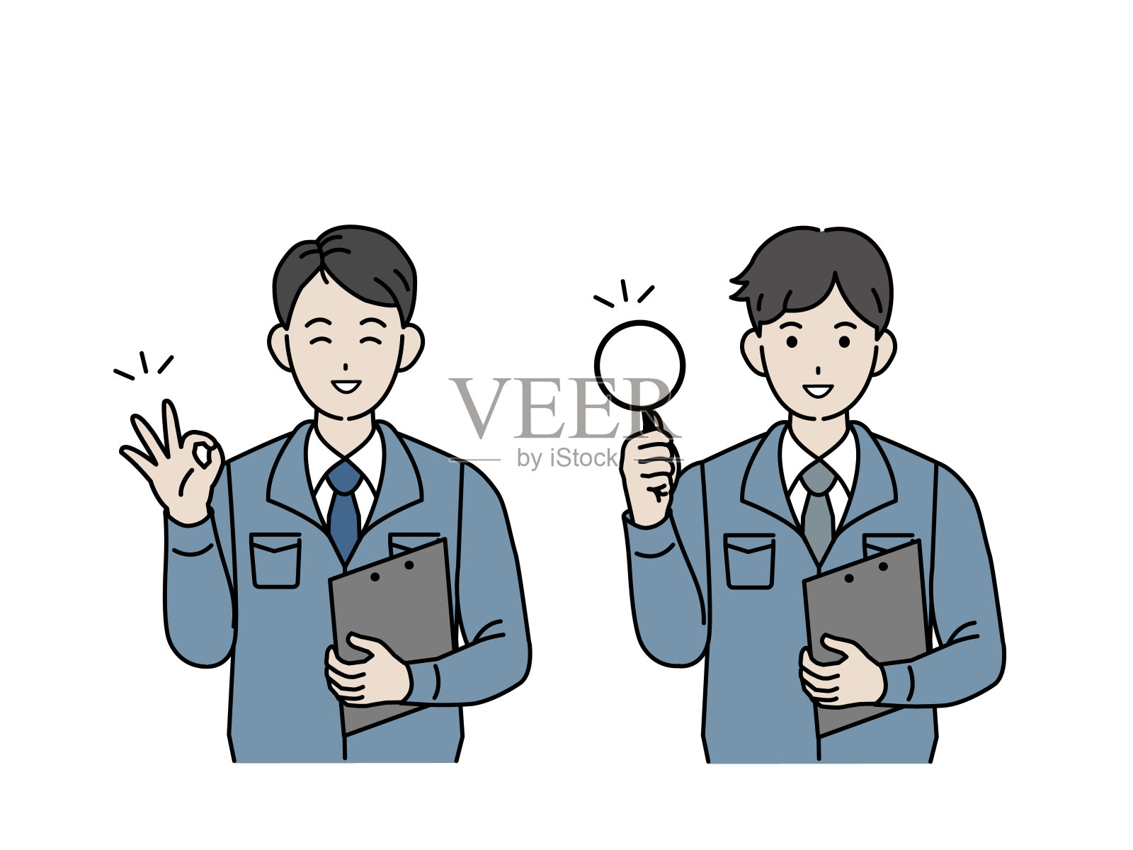 制造业工人主管检验说明插画图片素材