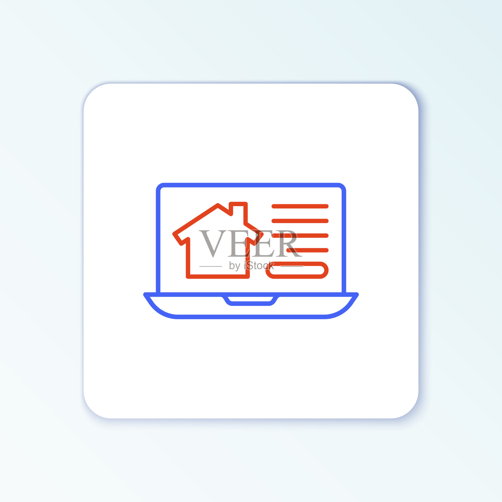 在笔记本电脑上在线房地产房子图标插画图片素材