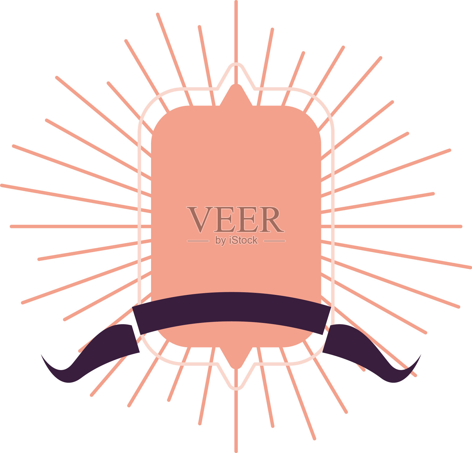 复古橙色标签框架缎带和线条设计元素图片