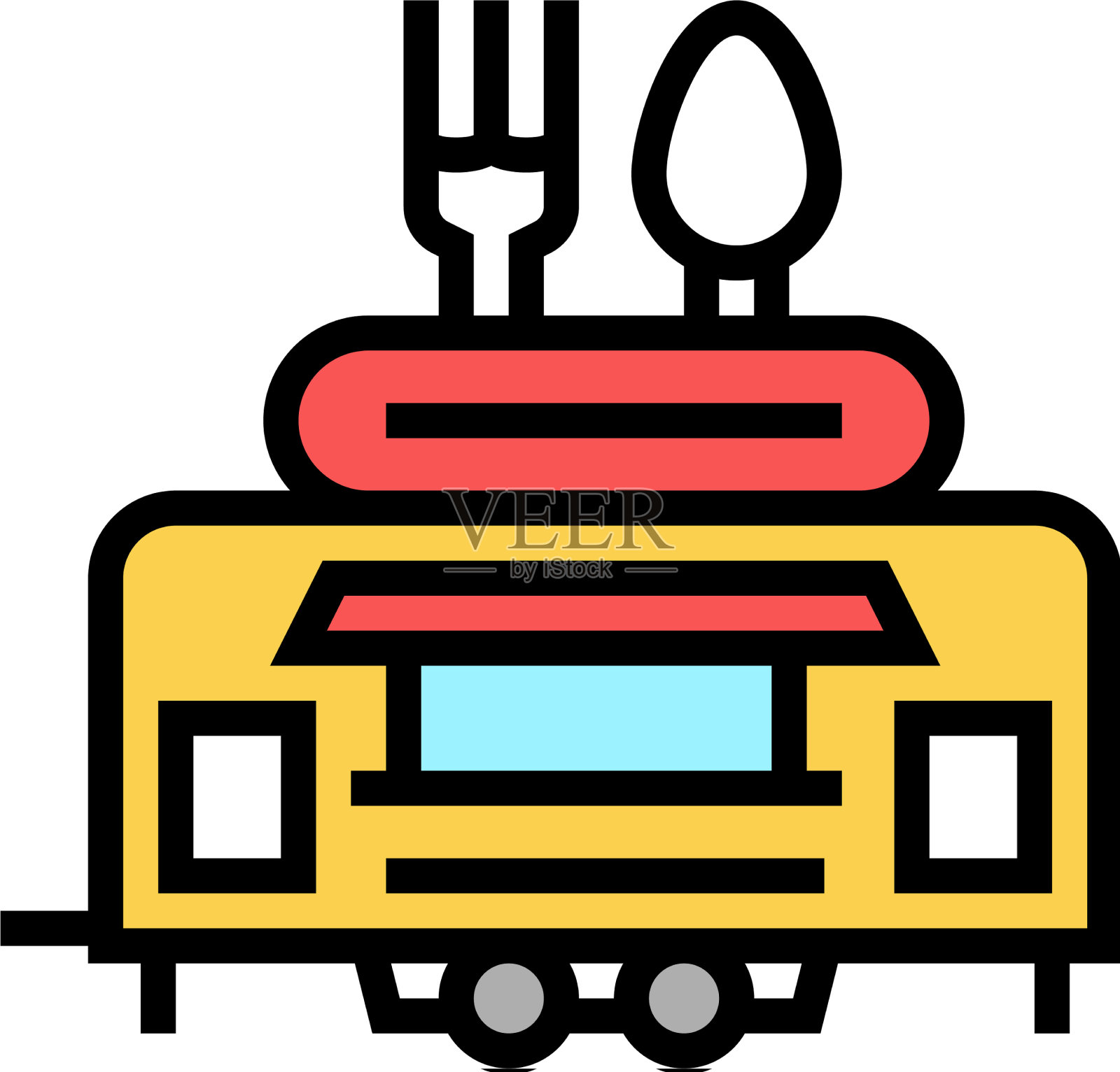 街头食物拖车颜色图标图标素材