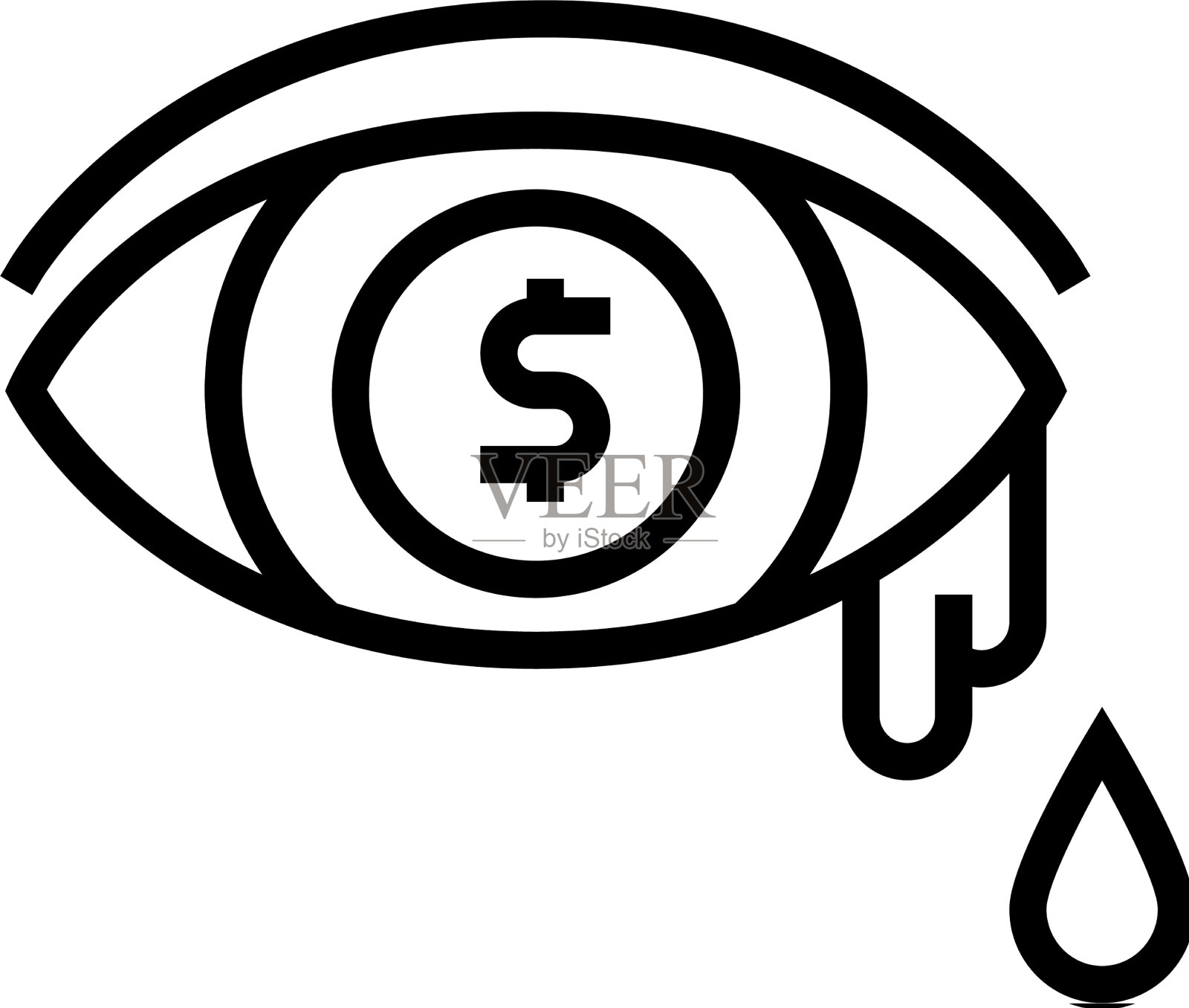 金钱撕裂贫穷问题的线条图标设计元素图片