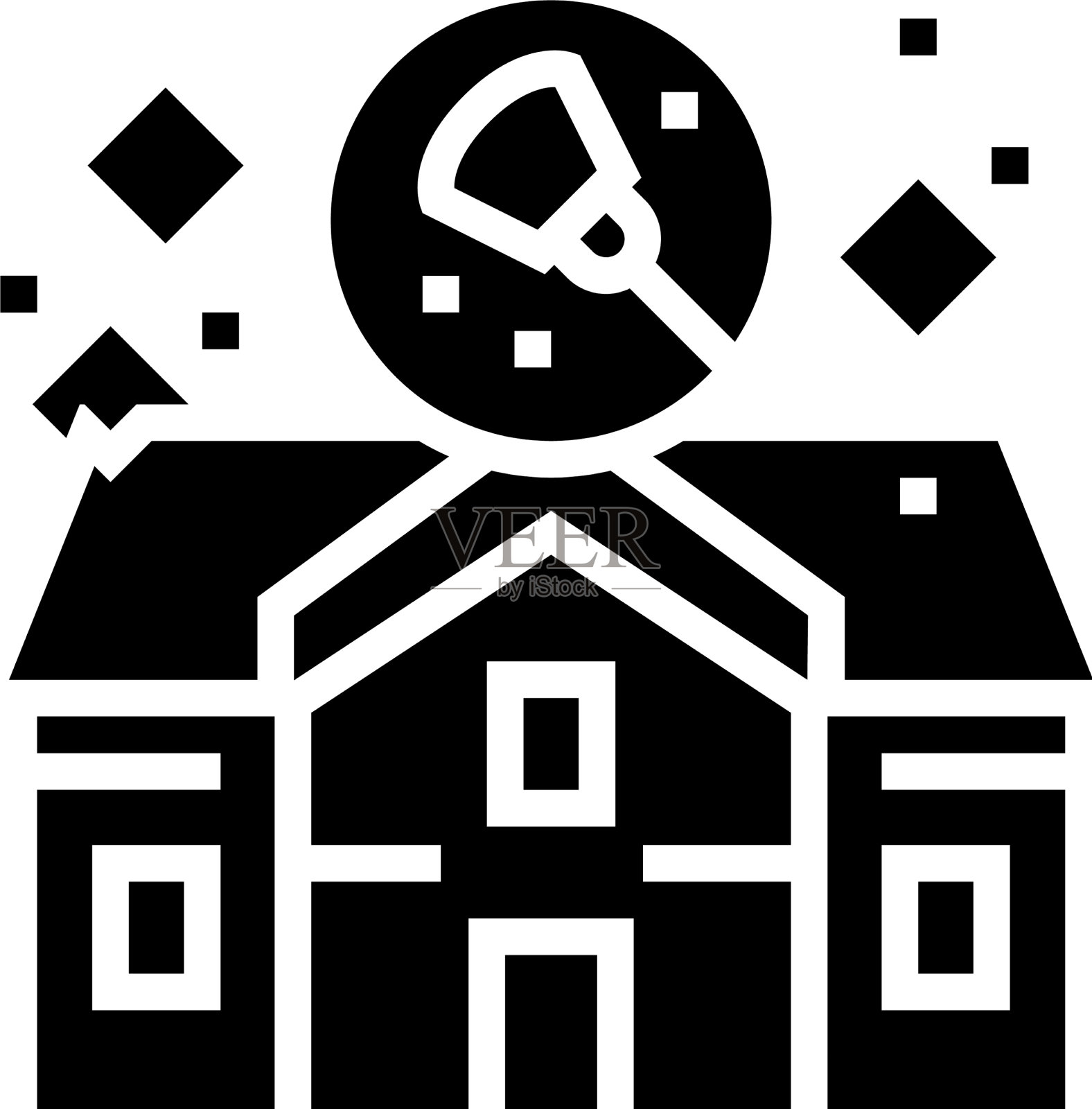 房屋清洁字形图标插画图片素材