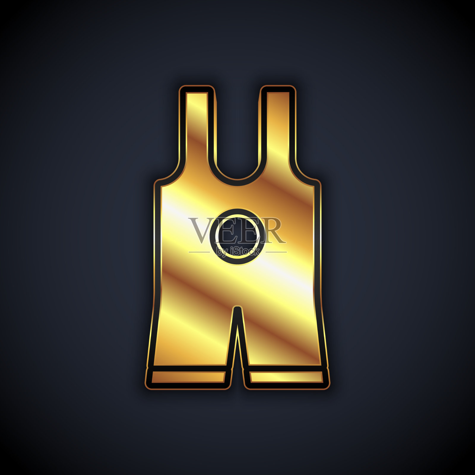 金色摔跤单件图标孤立在黑色插画图片素材